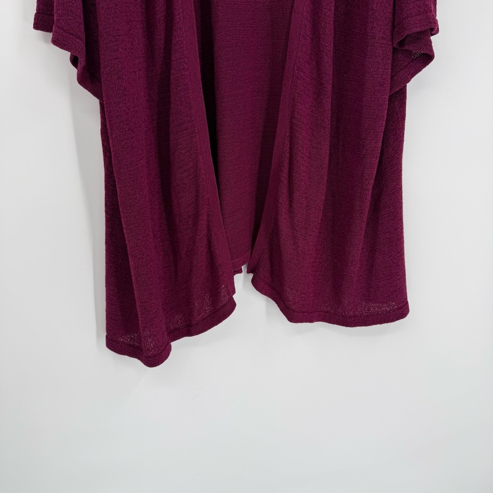 Catherines Open Front Cardigan Sweater Size 3X Short Sleeves Purple Cutouts - Picture 3 of 9
